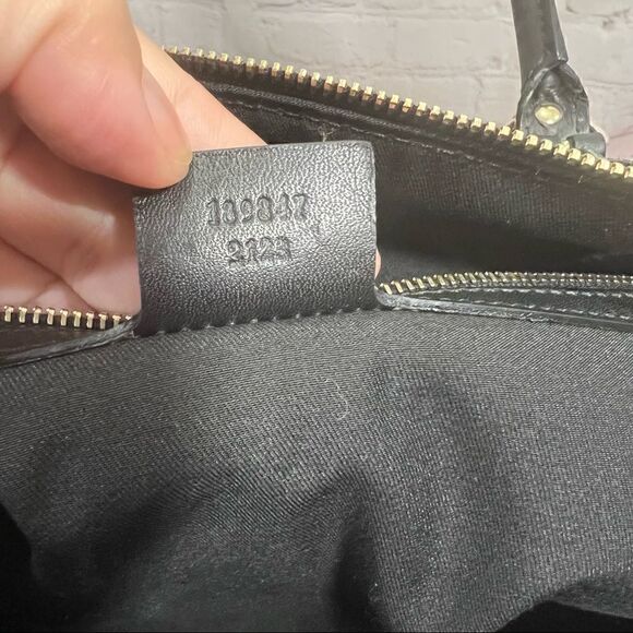 GUCCI SABRINA calfskin Leather ruffle medium sabrina boston tote black EUC - Picture 10 of 16